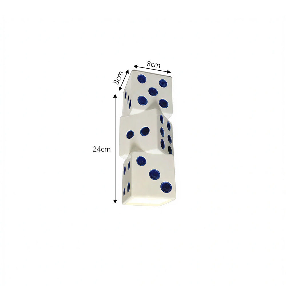 LIVARA Stacked Dice Ceramic LED Ceiling Light Decorative Flush Mount for Kids Room Bedroom & Game Room - White & Blue