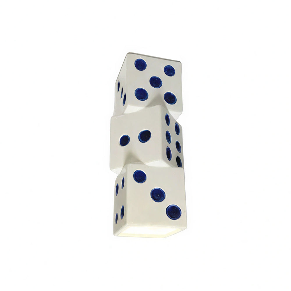 LIVARA Stacked Dice Ceramic LED Ceiling Light Decorative Flush Mount for Kids Room Bedroom & Game Room - White & Blue