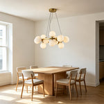 LIVARA Multi-Globe LED Chandelier Modern Cluster Pendant Light for Living Room Dining Room & Bedroom - Brass & White
