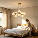 LIVARA Multi-Globe LED Chandelier Modern Cluster Pendant Light for Living Room Dining Room & Bedroom - Brass & White