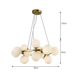 LIVARA Multi-Globe LED Chandelier Modern Cluster Pendant Light for Living Room Dining Room & Bedroom - Brass & White
