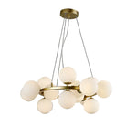 LIVARA Multi-Globe LED Chandelier Modern Cluster Pendant Light for Living Room Dining Room & Bedroom - Brass & White