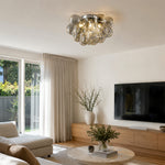 LIVARA 4-Light Champagne Bubble Glass Ceiling Light 40cm Cluster Flush Mount for Bedroom Dining Room & Hallway - Champagne