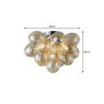 LIVARA 4-Light Champagne Bubble Glass Ceiling Light 40cm Cluster Flush Mount for Bedroom Dining Room & Hallway - Champagne