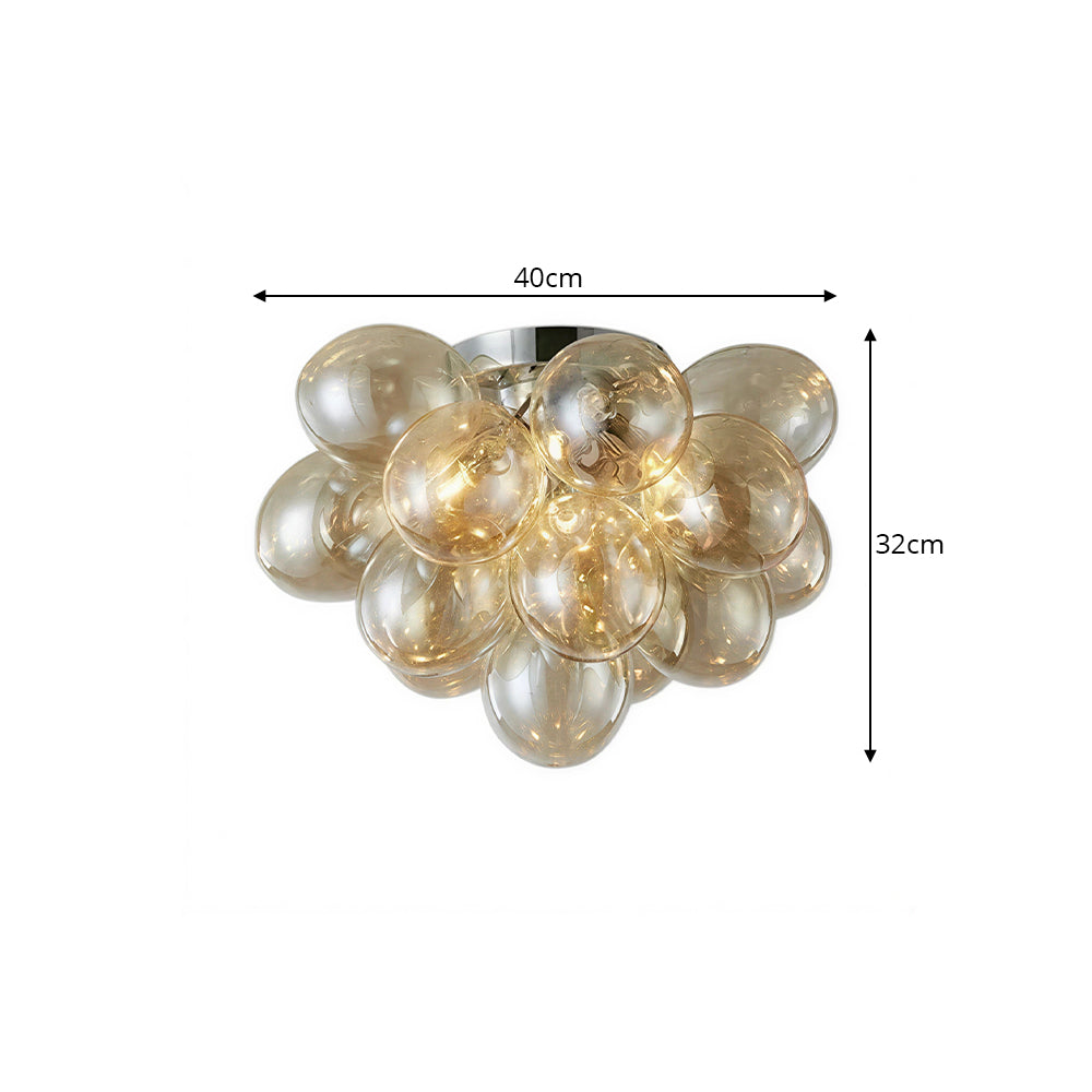 LIVARA 4-Light Champagne Bubble Glass Ceiling Light 40cm Cluster Flush Mount for Bedroom Dining Room & Hallway - Champagne