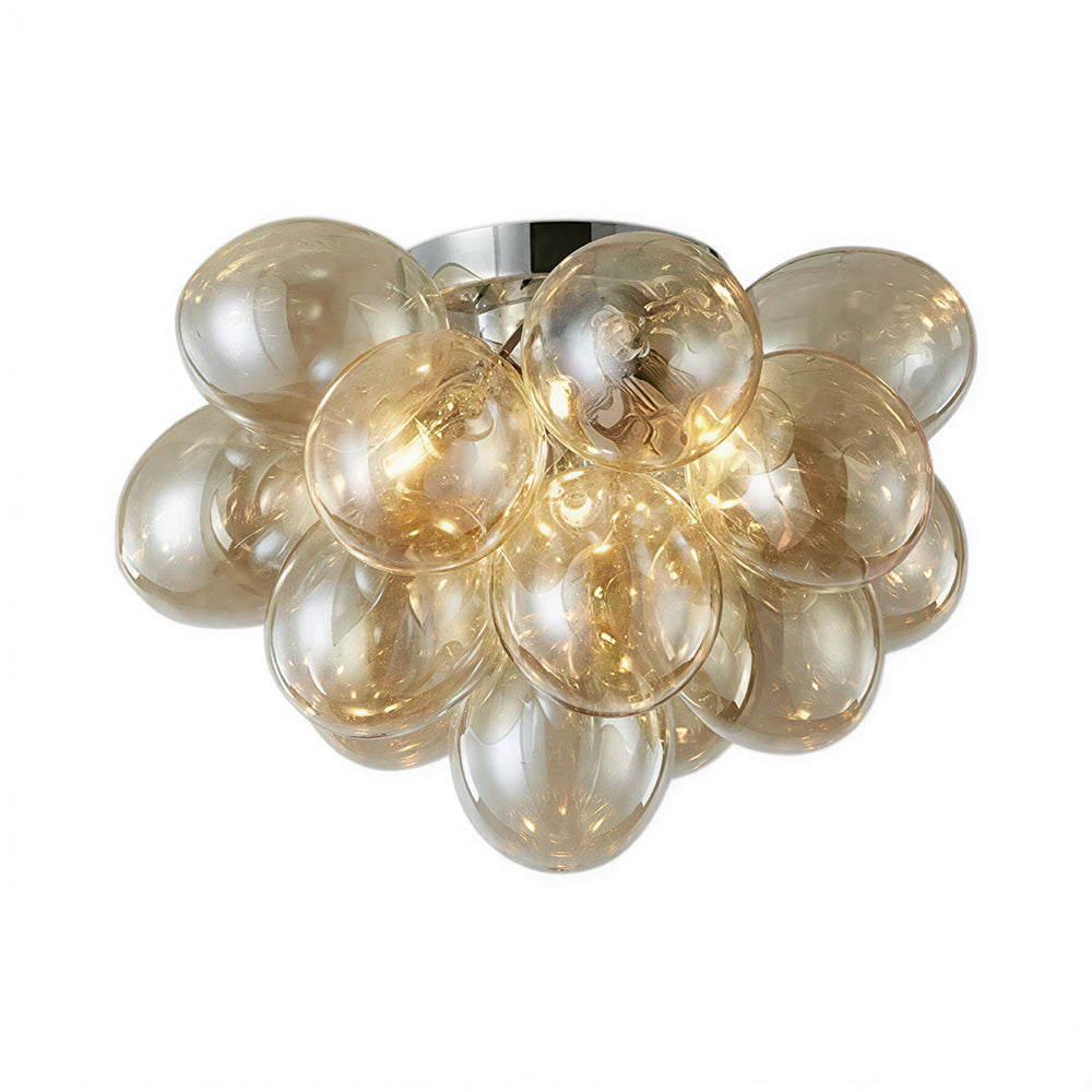 LIVARA 4-Light Champagne Bubble Glass Ceiling Light 40cm Cluster Flush Mount for Bedroom Dining Room & Hallway - Champagne
