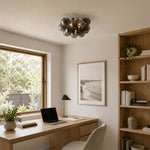 LIVARA Smoke Grey Bubble Glass Ceiling Light Cluster Flush Mount for Living Room Bedroom & Dining Room - Smoke Grey