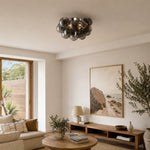 LIVARA Smoke Grey Bubble Glass Ceiling Light Cluster Flush Mount for Living Room Bedroom & Dining Room - Smoke Grey