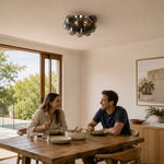 LIVARA Smoke Grey Bubble Glass Ceiling Light Cluster Flush Mount for Living Room Bedroom & Dining Room - Smoke Grey