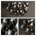 LIVARA Smoke Grey Bubble Glass Ceiling Light Cluster Flush Mount for Living Room Bedroom & Dining Room - Smoke Grey