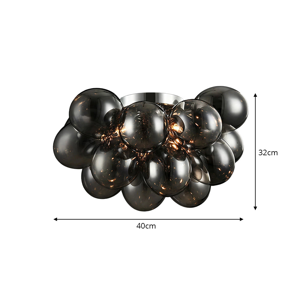 LIVARA Smoke Grey Bubble Glass Ceiling Light Cluster Flush Mount for Living Room Bedroom & Dining Room - Smoke Grey