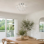 LIVARA Smoke Grey Bubble Glass Ceiling Light Cluster Flush Mount for Living Room Bedroom & Dining Room - White