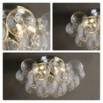 LIVARA Smoke Grey Bubble Glass Ceiling Light Cluster Flush Mount for Living Room Bedroom & Dining Room - White