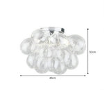 LIVARA Smoke Grey Bubble Glass Ceiling Light Cluster Flush Mount for Living Room Bedroom & Dining Room - White