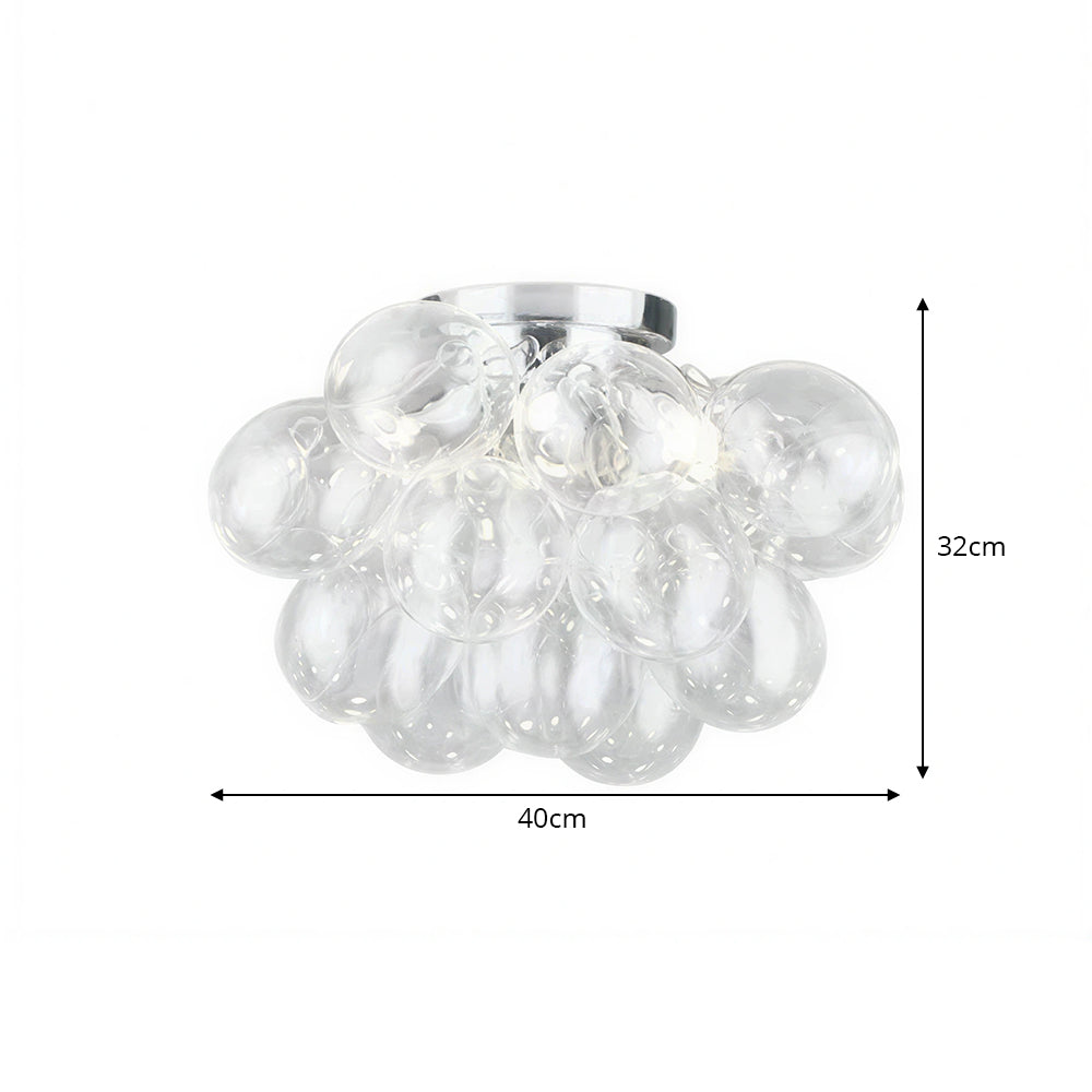 LIVARA Smoke Grey Bubble Glass Ceiling Light Cluster Flush Mount for Living Room Bedroom & Dining Room - White