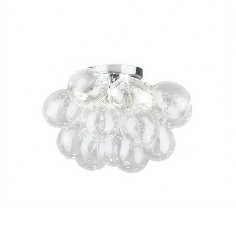 LIVARA Smoke Grey Bubble Glass Ceiling Light Cluster Flush Mount for Living Room Bedroom & Dining Room - White