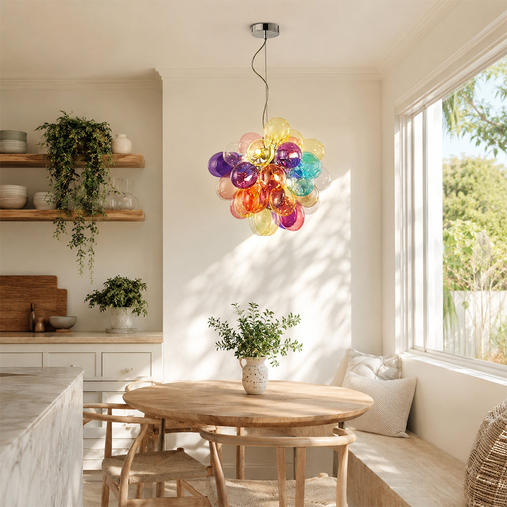 LIVARA Multicolour Bubble Glass Pendant Light Cluster Chandelier for Living Room Dining Room & Stairwell - Multicolour