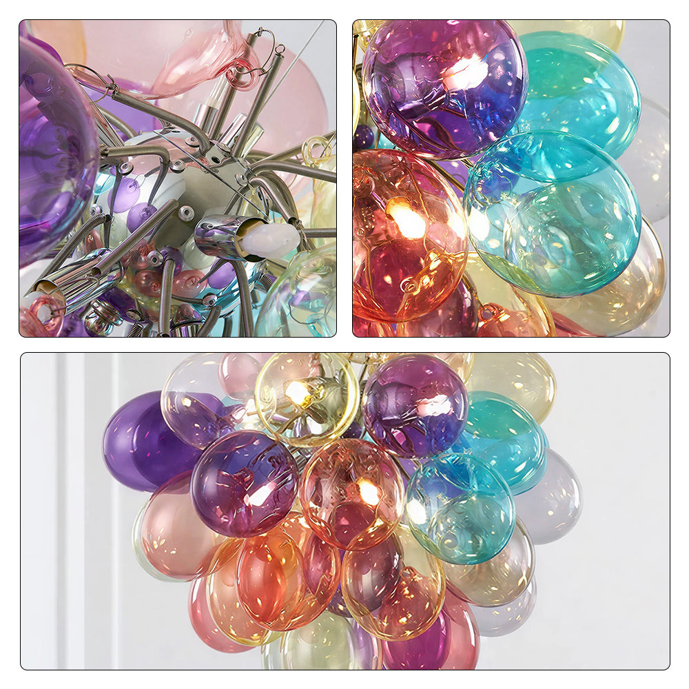 LIVARA Multicolour Bubble Glass Pendant Light Cluster Chandelier for Living Room Dining Room & Stairwell - Multicolour