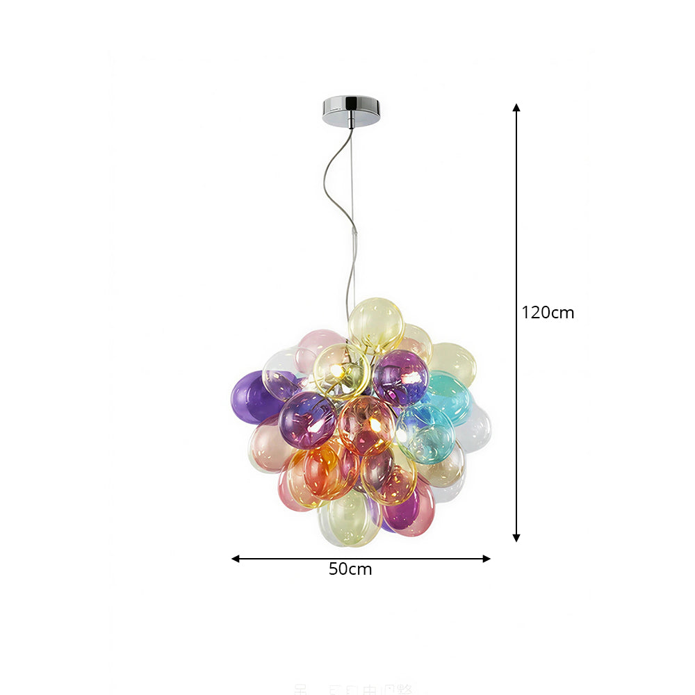 LIVARA Multicolour Bubble Glass Pendant Light Cluster Chandelier for Living Room Dining Room & Stairwell - Multicolour