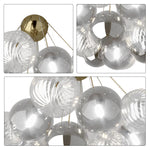LIVARA 10-Light Bubble Glass Chandelier 65cm Adjustable Ceiling Light with 3-Colour Lighting for Living Room & Bedroom - Grey