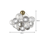LIVARA 10-Light Bubble Glass Chandelier 65cm Adjustable Ceiling Light with 3-Colour Lighting for Living Room & Bedroom - Grey