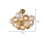 LIVARA 10-Light Bubble Glass Chandelier 65cm Adjustable Ceiling Light with 3-Colour Lighting for Living Room & Bedroom - Champagne