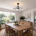 LIVARA 12-Light Crystal Branch Ceiling Fan Light Retractable Blades for Living Room Dining Room & Bedroom - Black & White