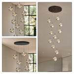 LIVARA 12-Light Glass Globe Cluster Pendant Light Neutral White for Stairwell Foyer & Living Room - Black