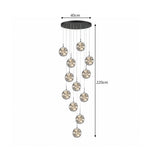 LIVARA 12-Light Glass Globe Cluster Pendant Light Neutral White for Stairwell Foyer & Living Room - Black