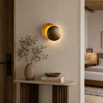 LIVARA Eclipse LED Wall Light Textured Double Disc Sconce for Bedroom Living Room & Hallway - Gold & Bronze