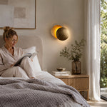 LIVARA Eclipse LED Wall Light Textured Double Disc Sconce for Bedroom Living Room & Hallway - Gold & Bronze