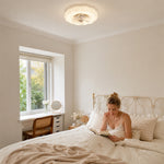 LIVARA Flower-Shaped LED Ceiling Fan Light Retractable Blades for Bedroom Living Room & Kids Room - White