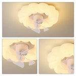 LIVARA Flower-Shaped LED Ceiling Fan Light Retractable Blades for Bedroom Living Room & Kids Room - White
