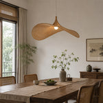 LIVARA Handwoven Rattan Wave Pendant Light Sculptural Hanging Lamp for Dining Room Living Room & Bedroom - Natural
