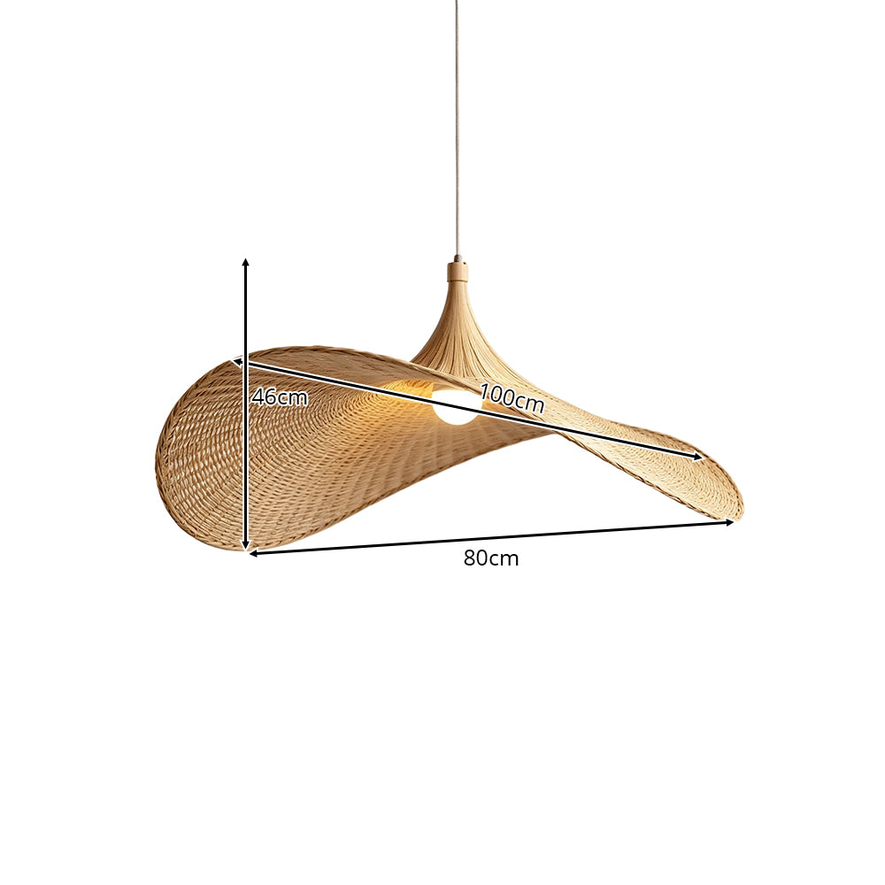 LIVARA Handwoven Rattan Wave Pendant Light Sculptural Hanging Lamp for Dining Room Living Room & Bedroom - Natural