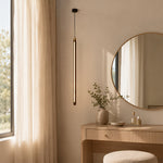 LIVARA Slim Linear LED Pendant Light Adjustable Tube Lamp for Stairwell Dining Room & Bedside - Black & Brass