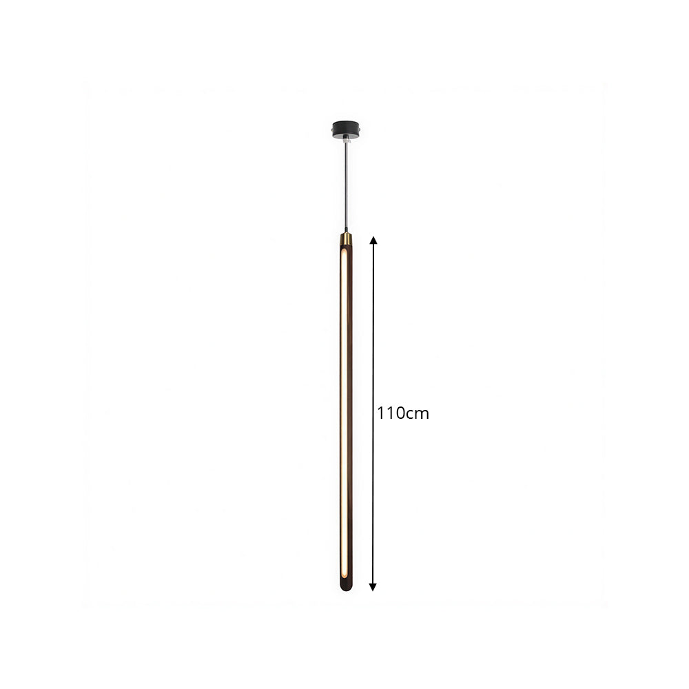 LIVARA Slim Linear LED Pendant Light Adjustable Tube Lamp for Stairwell Dining Room & Bedside - Black & Brass