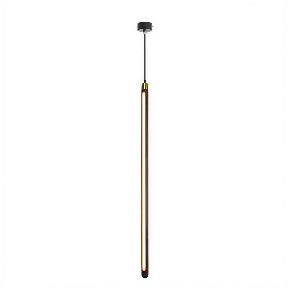 LIVARA Slim Linear LED Pendant Light Adjustable Tube Lamp for Stairwell Dining Room & Bedside - Black & Brass