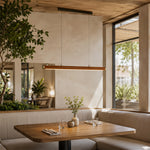 LIVARA 100cm Top Grain Leather Linear LED Pendant Light Warm White for Dining Room Kitchen Island & Office - Brown