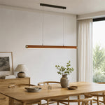 LIVARA 100cm Top Grain Leather Linear LED Pendant Light Warm White for Dining Room Kitchen Island & Office - Brown