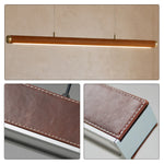 LIVARA 100cm Top Grain Leather Linear LED Pendant Light Warm White for Dining Room Kitchen Island & Office - Brown