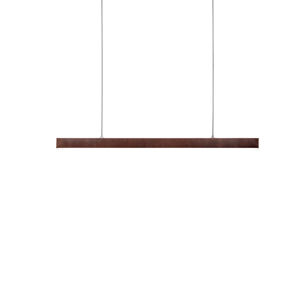 LIVARA 100cm Top Grain Leather Linear LED Pendant Light Warm White for Dining Room Kitchen Island & Office - Brown