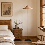 LIVARA 165cm Handwoven Rattan Floor Lamp Wide Shade Standing Light for Living Room Bedroom & Reading Corner - Natural & Black
