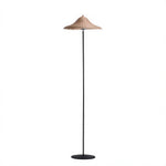 LIVARA 165cm Handwoven Rattan Floor Lamp Wide Shade Standing Light for Living Room Bedroom & Reading Corner - Natural & Black