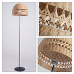 LIVARA 175cm Handwoven Rattan Dome Floor Lamp Ambient Standing Light for Living Room Bedroom & Reading Corner - Natural & Black