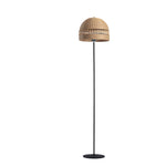 LIVARA 175cm Handwoven Rattan Dome Floor Lamp Ambient Standing Light for Living Room Bedroom & Reading Corner - Natural & Black