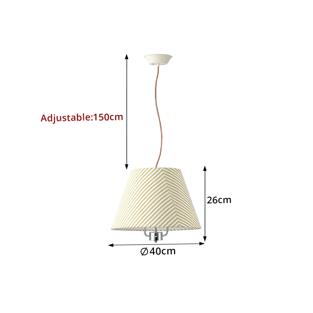 LIVARA Chevron Pattern Pendant Light Conical Hanging Lamp for Dining Room Bedroom & Living Room - Natural Beige