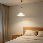 LIVARA 55cm Wood Accent Pendant Light Adjustable Height Fabric Shade for Dining Room Bedroom & Living Room - Natural Wood