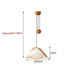 LIVARA 55cm Wood Accent Pendant Light Adjustable Height Fabric Shade for Dining Room Bedroom & Living Room - Natural Wood
