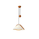 LIVARA 55cm Wood Accent Pendant Light Adjustable Height Fabric Shade for Dining Room Bedroom & Living Room - Natural Wood